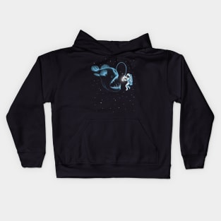 Abyssal fish hunting an astronaut Kids Hoodie